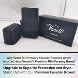 Vonetti Carbone Faraday Box for Car Keys – RFID Blocking Key Fob Protector - Anti Theft Signal Blocker Case, Keyless Entry Protection Box - Car Key Holder & Security Car Accessories for Men & Women